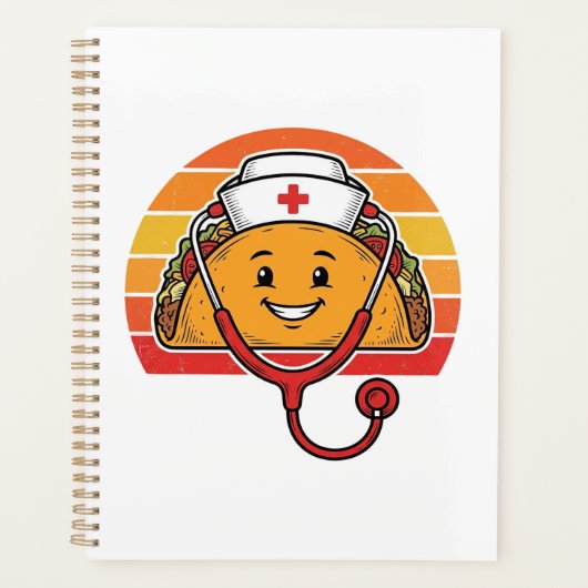 Krankenschwester Taco Retro Vintage Gravur Design_ Planer (Vorderseite)