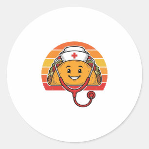 Krankenschwester Taco Retro Vintage Gravur Design_ Runder Aufkleber