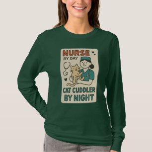 Krankenschwester tagsüber, Katzenschmusen nachts – T-Shirt