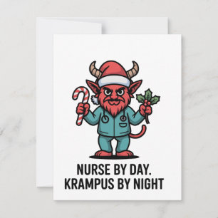 Krankenschwester tagsüber, Krampus nachts, Pflegen Mitteilungskarte