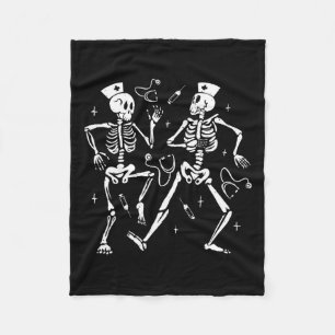 Krankenschwester tanzendes Skelett Halloween-Skele Fleecedecke