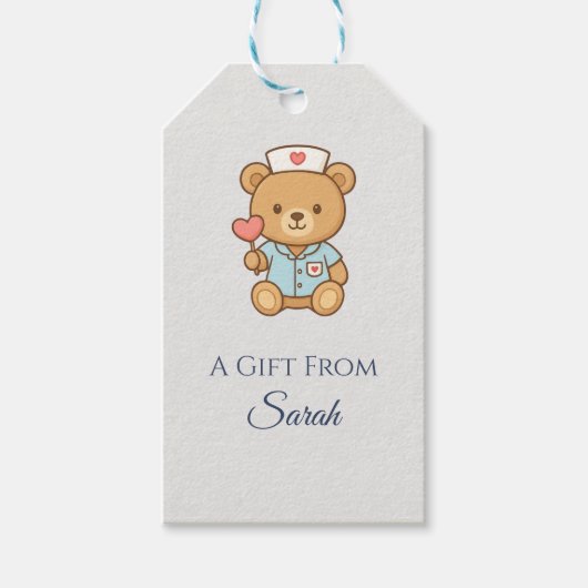 Krankenschwester-Teddybär-Geschenk-Anhänger Geschenkanhänger (Vorderseite)