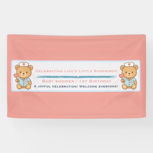 Krankenschwester-Teddybär-Party-Banner Banner (Horizontal)