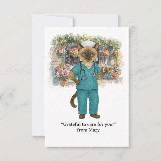 Krankenschwester trinkt Kaffee im Park Herbst Dankeskarte (Vorderseite)