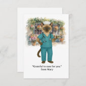 Krankenschwester trinkt Kaffee im Park Herbst Dankeskarte (Vorne/Hinten)