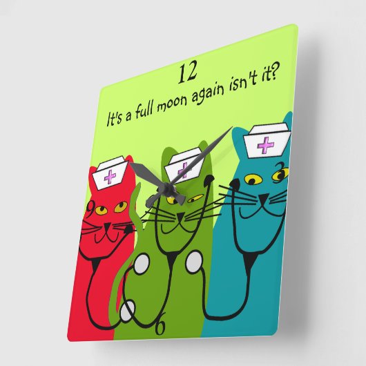 Krankenschwester-Uhr-Katzen-Krankenschwestern Quadratische Wanduhr (Winkel)