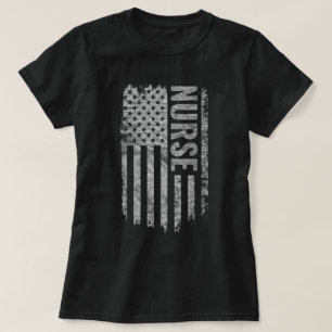 Krankenschwester USA-Flagge Distressed-Design T-Shirt