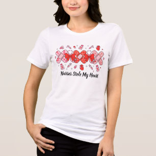 Krankenschwester Valentine XOXO Verband Stethoskop Tri-Blend Shirt