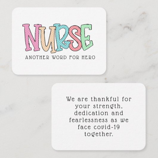 Krankenschwester Vielen Dank Covid Random Akt of K Visitenkarte (Vorne/Hinten)