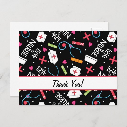 Krankenschwester Vielen Dank Karte Black Medical P (Vorne/Hinten)