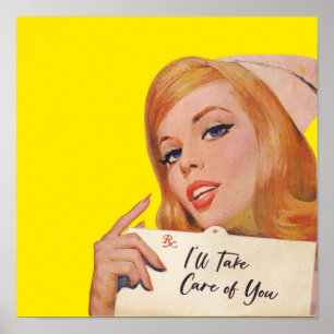 Krankenschwester Vintage-Comic Ich werde mich um Poster