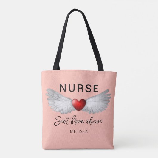 Krankenschwester von oben Angel Wings rosa Name Tasche (Rückseite)