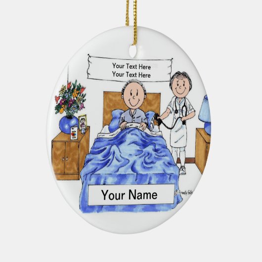 Krankenschwester - Weibliche, erwachsene männliche Keramik Ornament (Rechts)