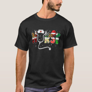 Krankenschwester Weihnachten Büffel Kariert Roter  T-Shirt