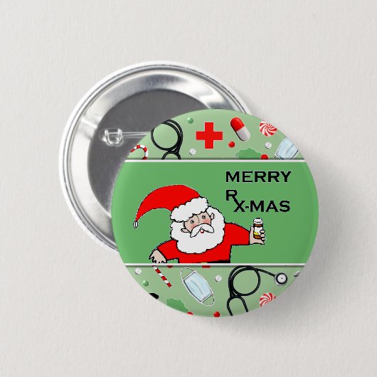 Krankenschwester Weihnachts-Flair Button (Vorne & Hinten)