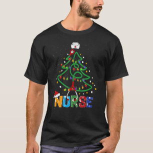 Krankenschwester Weihnachtsbaum Stethoskop Rn Lpn T-Shirt