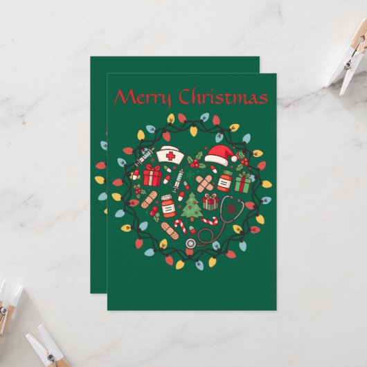 Krankenschwester-Weihnachtskarte Karte (Vorderseite/Rückseite Beispiel)