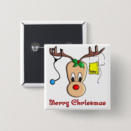 Krankenschwester-Weihnachtsren-Geschenke Button (Vorne & Hinten)
