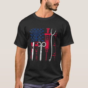 Krankenschwester Werkzeug Amerikanische Flagge Sto T-Shirt