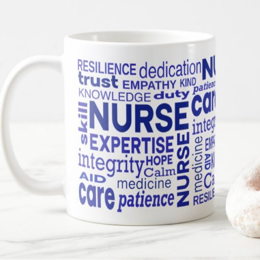 Krankenschwester Werte Blaue Typografie Würdigung Kaffeetasse