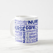 Krankenschwester Werte Blaue Typografie Würdigung Kaffeetasse (Vorderseite Links)