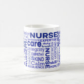 Krankenschwester Werte Blaue Typografie Würdigung Kaffeetasse (Mittel)