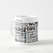Krankenschwester Werte Wrap-around Schwarzer Text Kaffeetasse (Vorderseite Links)