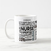 Krankenschwester Werte Wrap-around Schwarzer Text Kaffeetasse (Links)