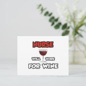 Krankenschwester ... wird für Wein arbeiten Postkarte (Stehend Vorderseite)