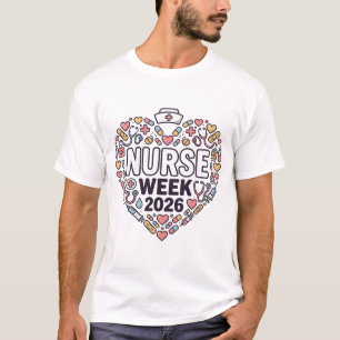 Krankenschwester Woche 2026 Herz Pflege Icons Shir T-Shirt