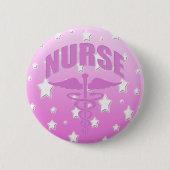 Krankenschwestercaduceus-Rosa Button (Vorderseite)