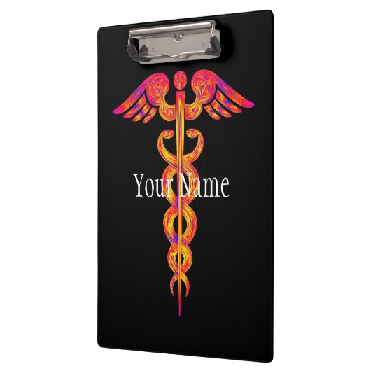 Krankenschwestermedizinischer Caduceus-buntes Klemmbrett (Links)