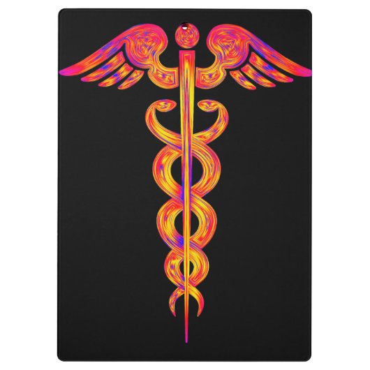Krankenschwestermedizinischer Caduceus-buntes Klemmbrett (Rückseite)