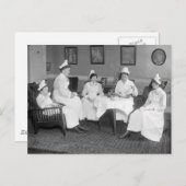 Krankenschwestern bei Tee, Anfang des 19. Jahrhund Postkarte (Vorne/Hinten)