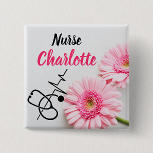 Krankenschwestern Benutzername Rosa Gänseblümchen  Button