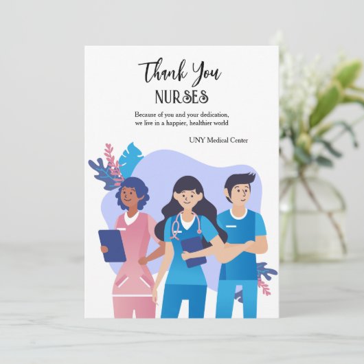 Krankenschwestern danke Karte (Stehend Vorderseite)