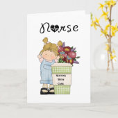 Krankenschwestern, die mit unsicheren Mitteilungsk Karte (Gelbe Blume)