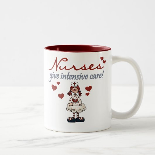 Krankenschwestern geben intensive Pflege T - Shirt Zweifarbige Tasse (Rechts)