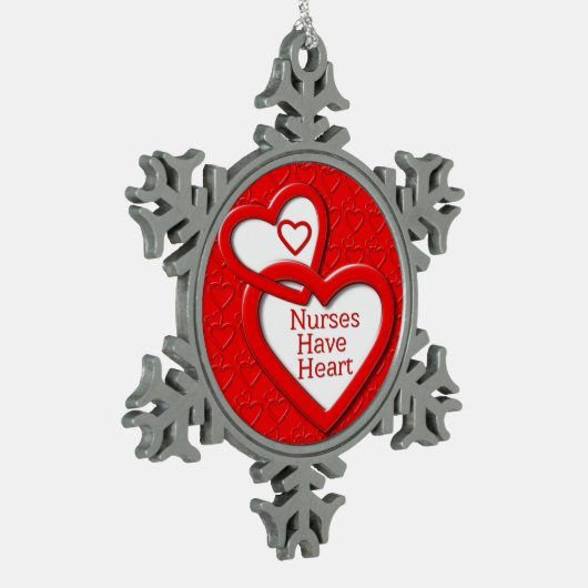 Krankenschwestern haben Herz-Rot-Herzen Schneeflocken Zinn-Ornament (Links)