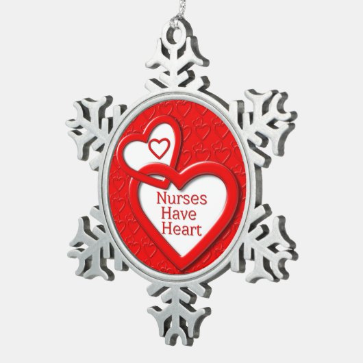 Krankenschwestern haben Herz-Rot-Herzen Schneeflocken Zinn-Ornament (Rechts)