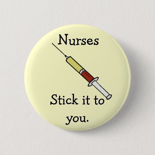 Krankenschwestern halten sie an den Knopf Button (Vorderseite)
