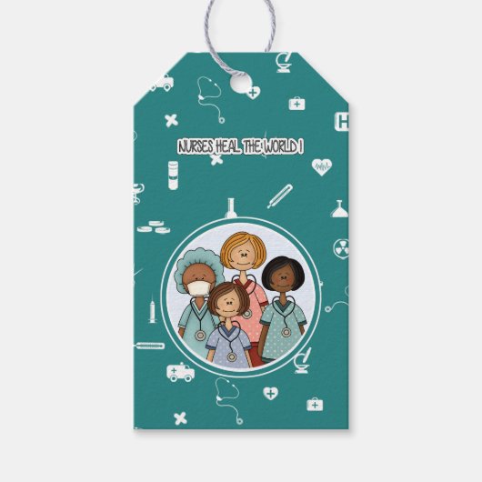 Krankenschwestern heilen die Welt. Custom Geschenkanhänger (Vorderseite)