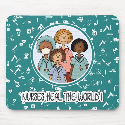 Krankenschwestern heilen die Welt. Geschenk Mousepad (Vorne)
