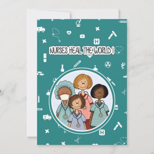 Krankenschwestern heilen die Welt. Krankenversiche Dankeskarte (Vorderseite)