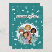 Krankenschwestern heilen die Welt. Krankenversiche Dankeskarte (Vorne/Hinten)