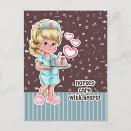 Krankenschwestern kümmern sich um das Herz. Niedli Postkarte