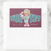 Krankenschwestern kümmern sich um das Herz. Niedli Rechteckiger Aufkleber (Tasche)