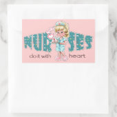 Krankenschwestern kümmern sich um das Herz. Niedli Rechteckiger Aufkleber (Tasche)