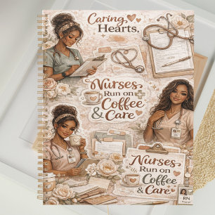 Krankenschwestern laufen mit Kaffee und Care Chic. Planer