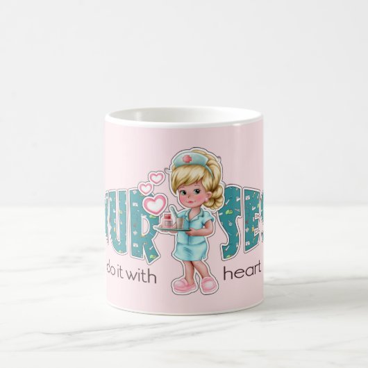 Krankenschwestern machen das mit Herz. Geschenk fü Kaffeetasse (Mittel)